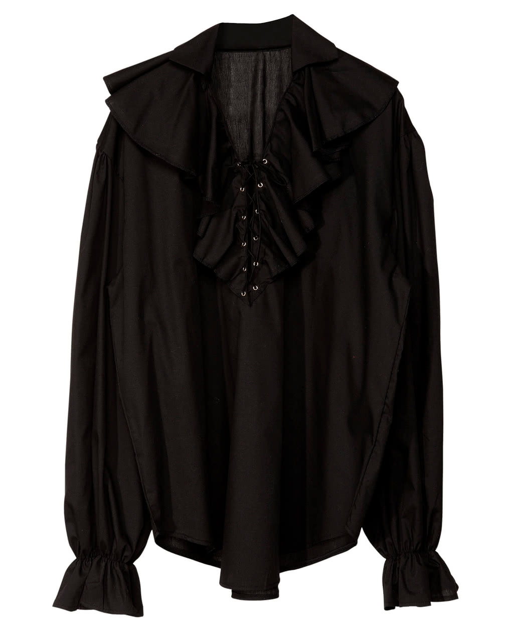 Renaissance Pirate Shirt with Ruffled Cuffs M, Black 