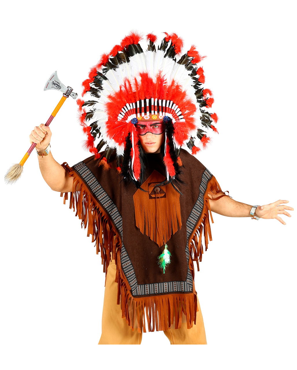 Herren Perücke Indianer Häuptling zum Western Kostüm an Karneval Fasching 