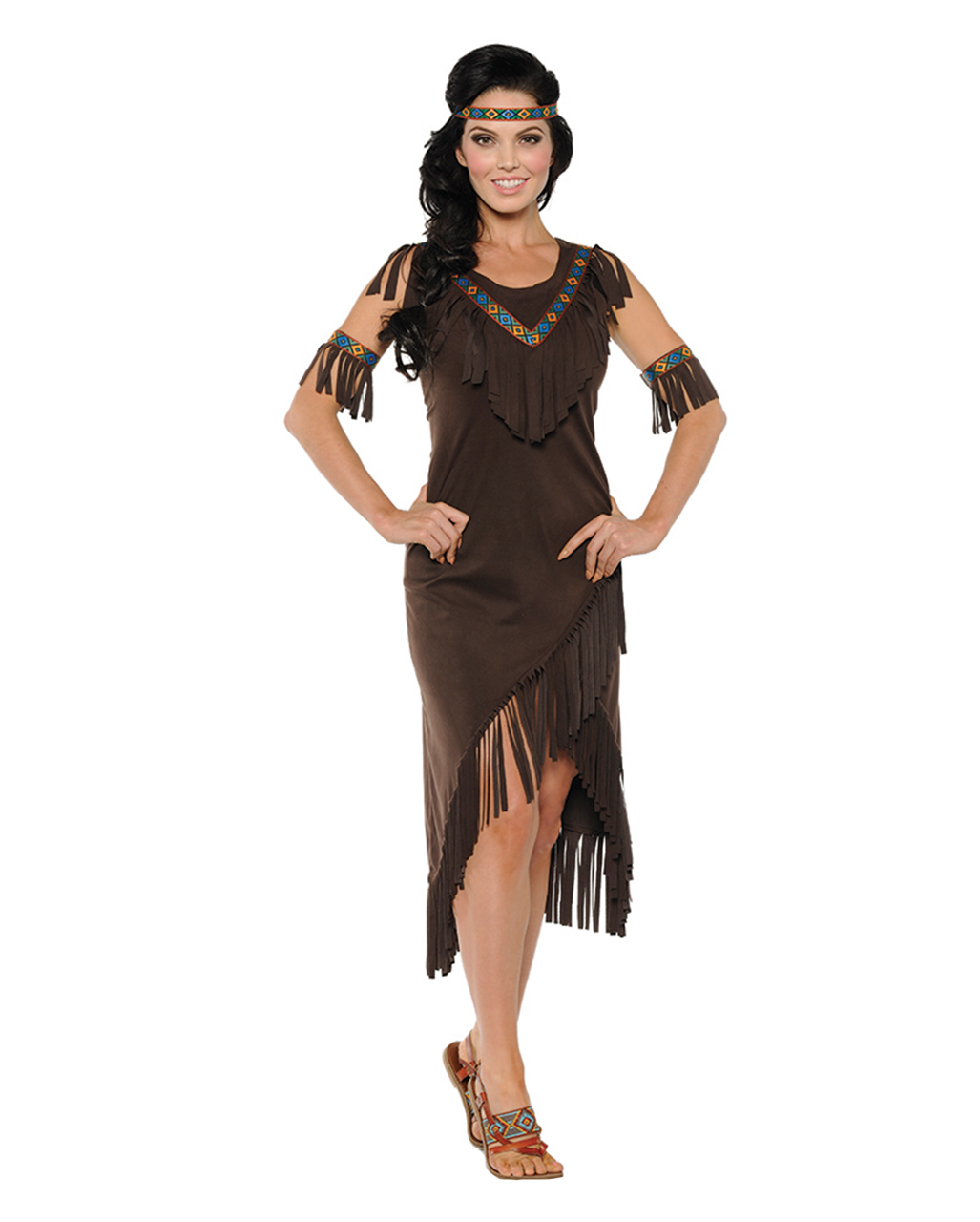 INDIANERINKOSTÜM Western Squaw Damen Kostüm Indianerin Indianer camel S M L XL 