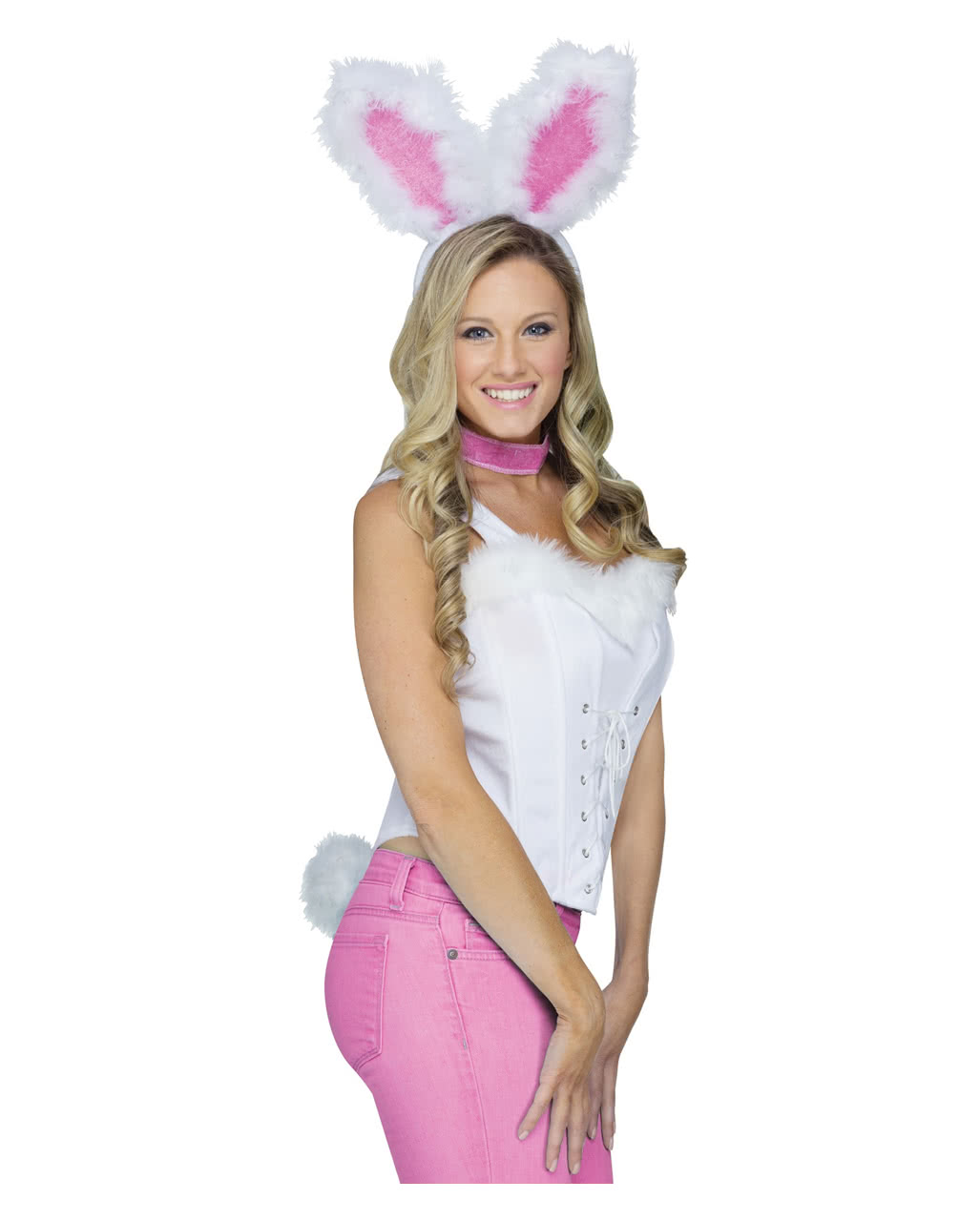 Sexy Bunny Set weiß-rosa | Hasen Kostümzubehör | Horror-Shop.com