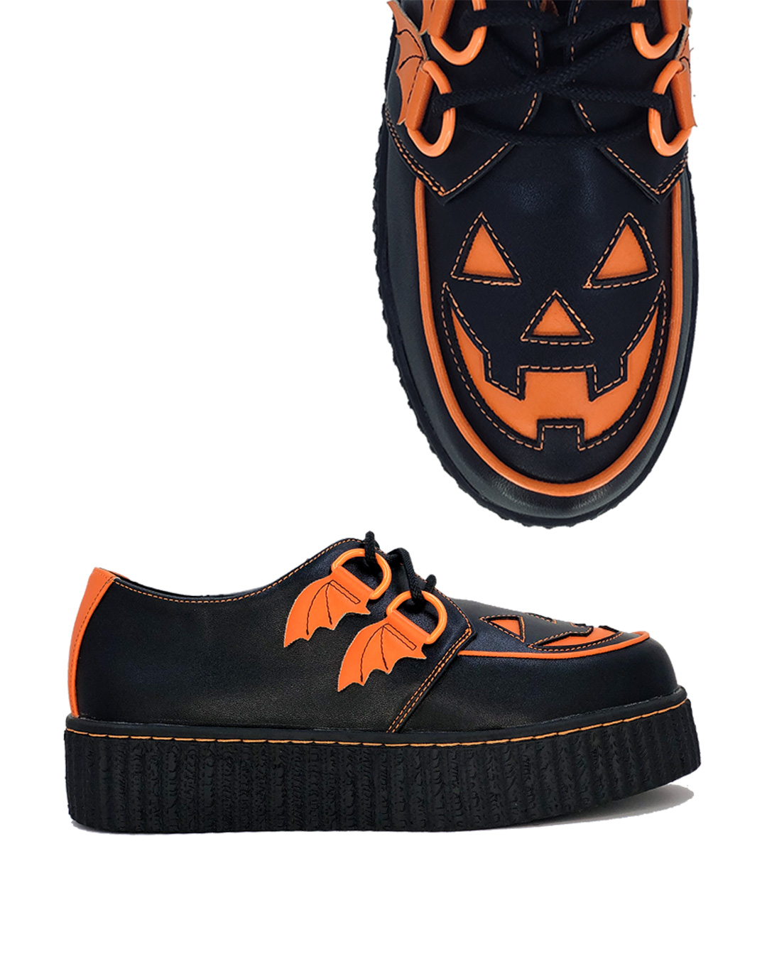 Jack O'lantern Trick Or Treat Creepers Shoes Black