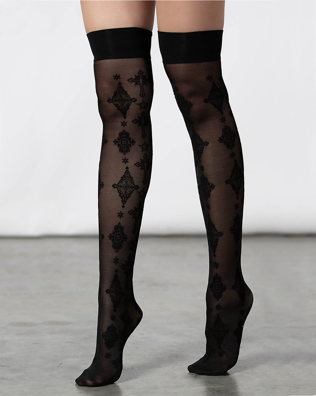 KILLSTAR Gerta Mesh Stockings Gothic Fashion | Horror-Shop.com