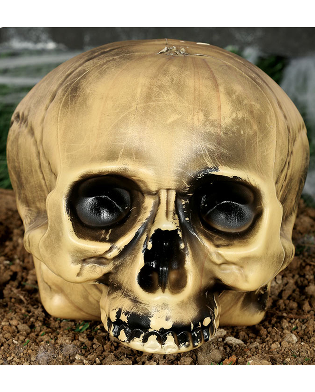 Totenkopf ohne Unterkiefer Antik Goldfarben Figur Schädel Totenschädel 
