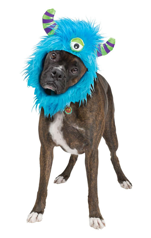 Monster Mütze für Hunde blau Lustige Fellmütze für den Hund Horror
