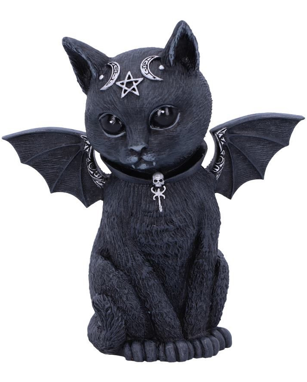 Okkulte Katzenfigur mit Fledermaus Flügel ➤ Geschenk