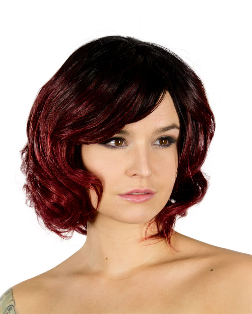 Wig Chantel Black Burgundy Short Hair Wig With Ombre Horror