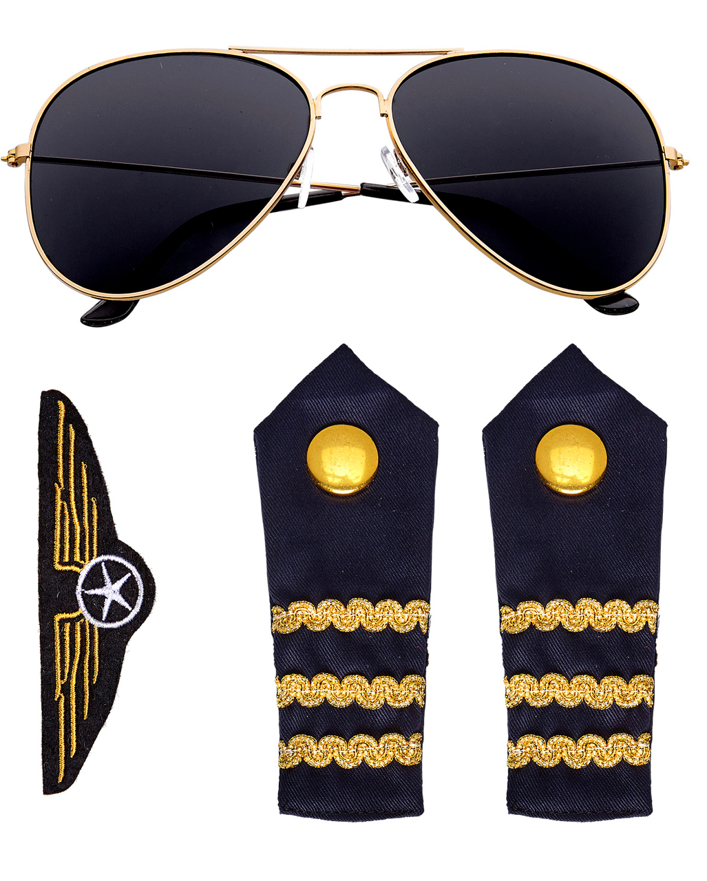 Tigerdoe Pilot Costume 4 Piece Set for Adults and Teens Captain Accessories 