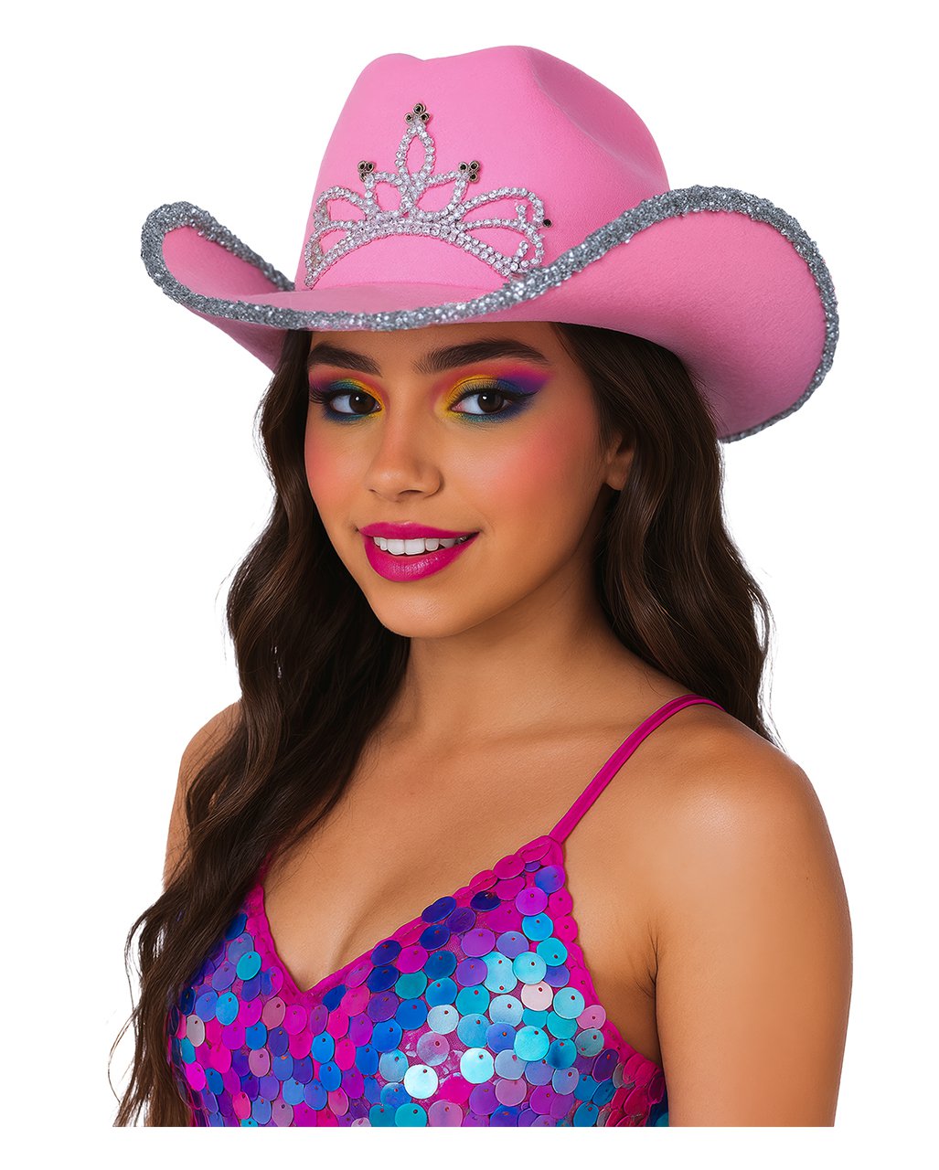 Pink Cowboy Hat With Rhinestones & Sequins Costume accessories | Horror ...