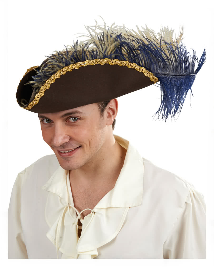 Piratenhut Dreispitz mit Federschmuck für Karneval | Horror-Shop.com