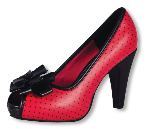 closed toe red high heels