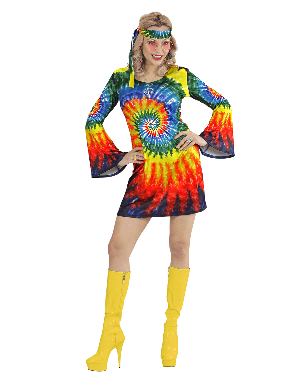 Psychedelic Hippie Girl Costume L for carnival | Horror-Shop.com
