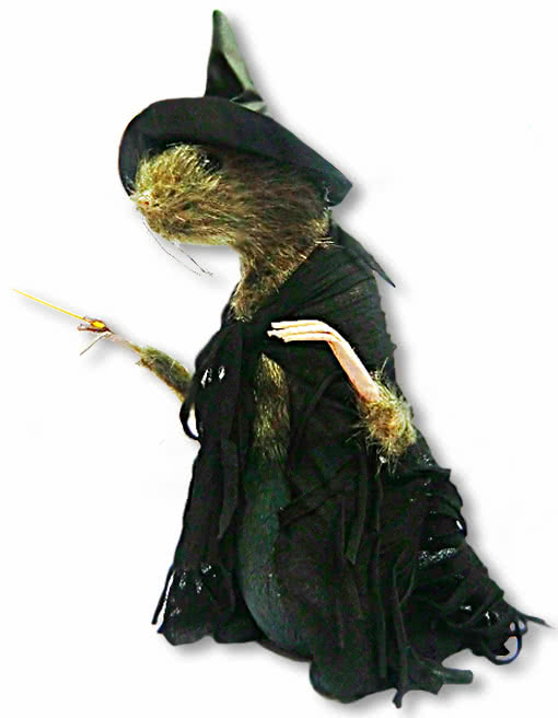 Ratte im Hexenkostüm groß -Halloween-Dekoration-Maus | Horror-Shop.com