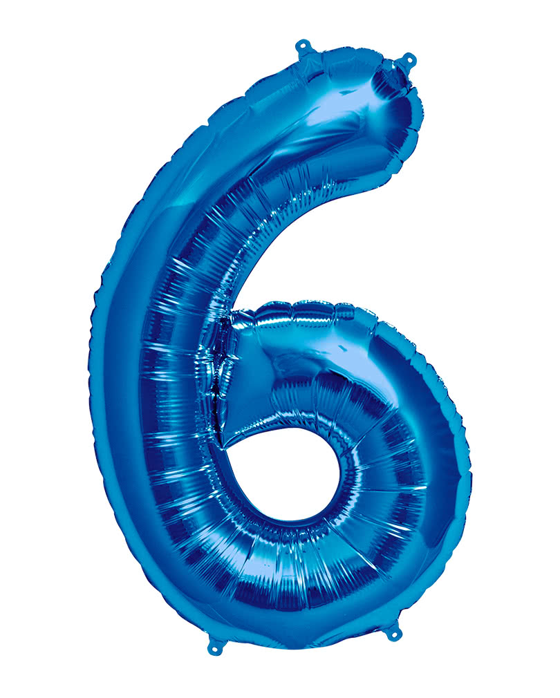 Foil balloon number 6 blue, Fantastic foil balloons with numbers