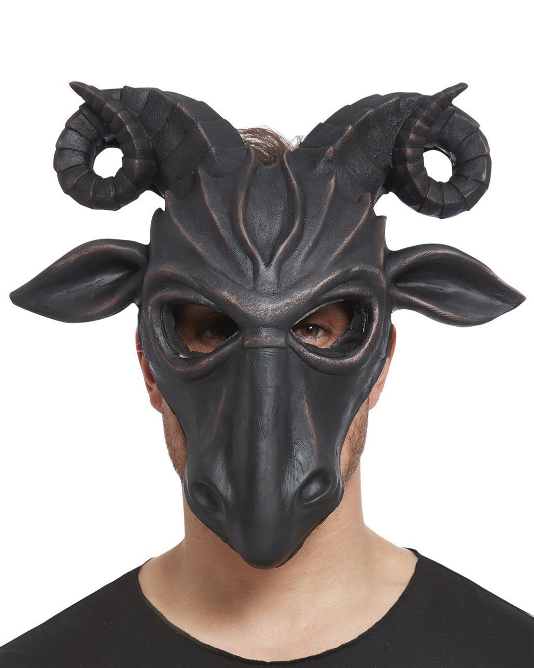 Halloween Devil Mask Mens Satan Fancy Dress Costume Large Masked Ball Face Horns 