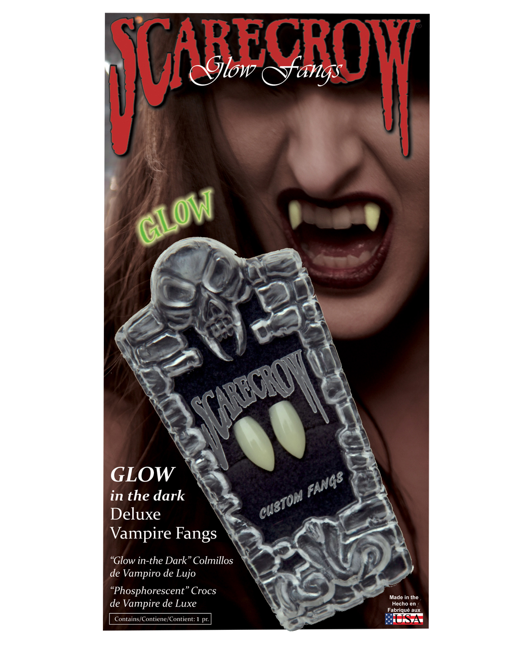 Fancy Halloween Zombie Dress Deluxe Fangs Scarecrow Vampire Werewolf Fake Teeth 