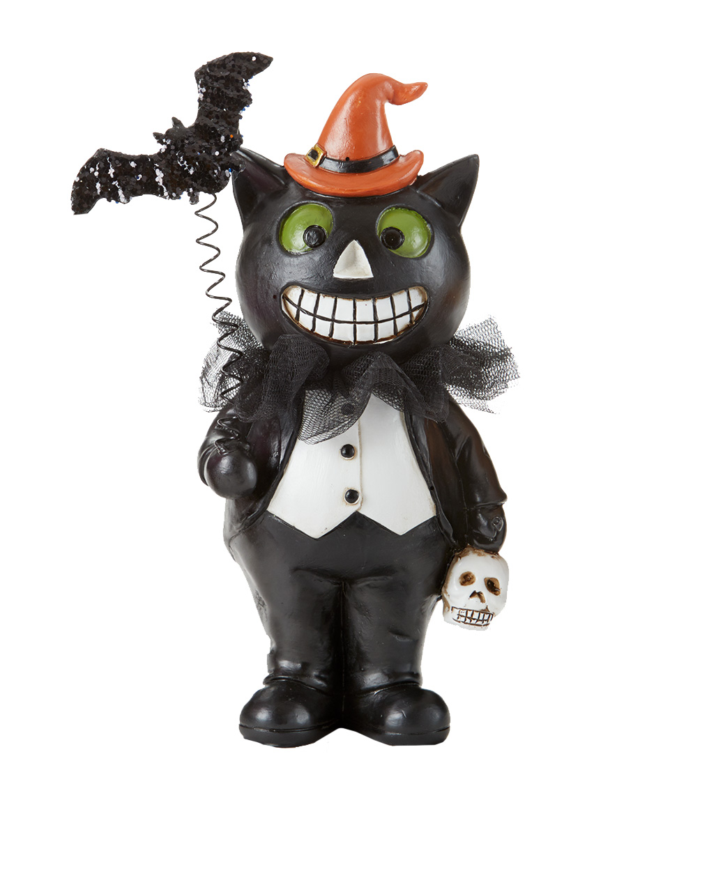 Black Cat In Tuxedo With Witch Hat Figurine 19cm Horror