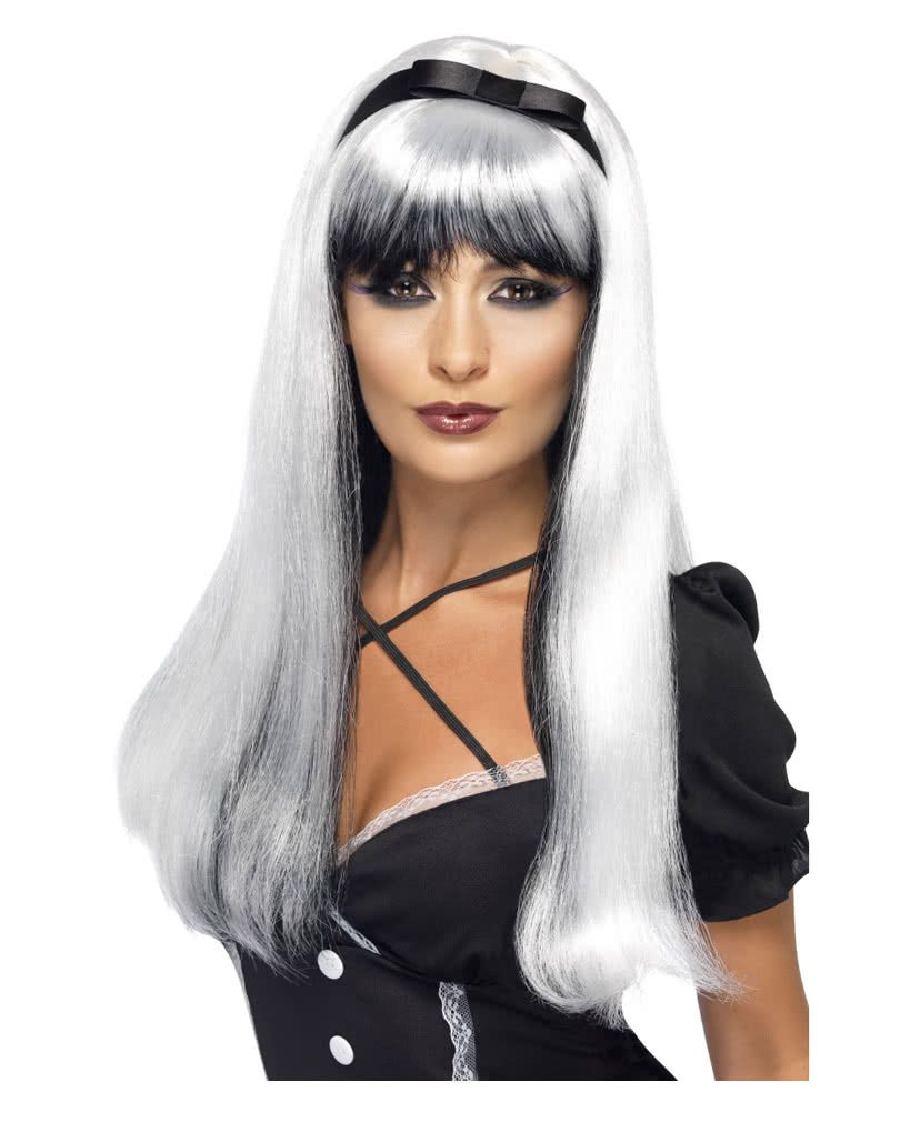 Long Silver Witch Spider Lady Wig Halloween Fancy Dress 