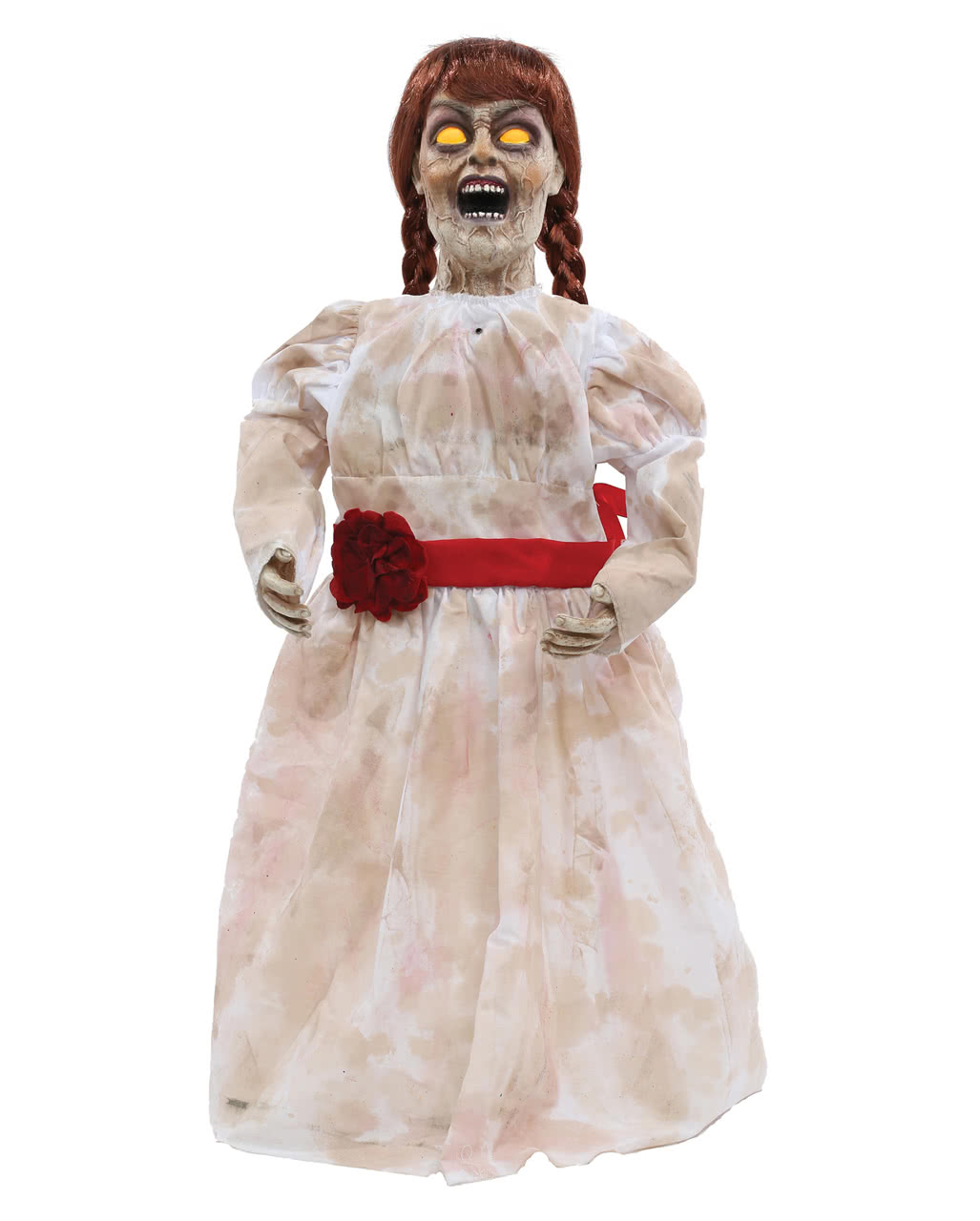 Horror Puppe stehend Licht Sound Böses Mädchen Creepy Carlotta Halloween Fete 