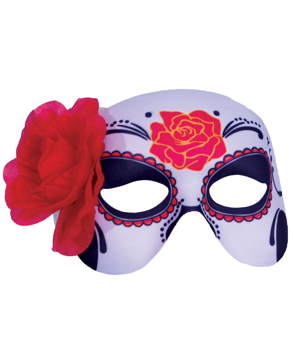 Arthwick Store Sugar Skull with Red Rose Roses Eyes Pendant Necklace
