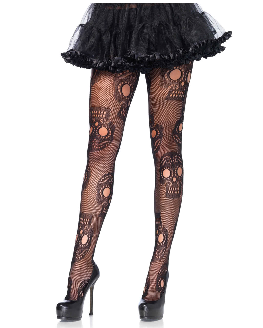 Gothic Rockabilly Skull Fishnet Stockings Halloween Costume Tights Stockings