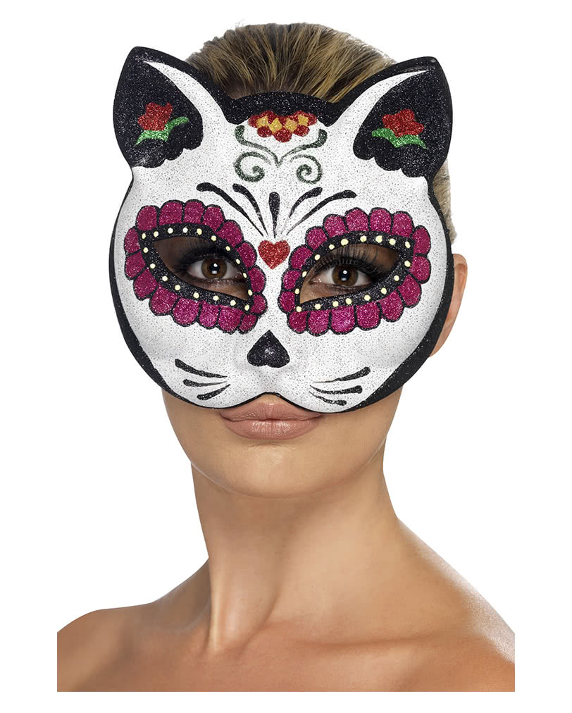 Sugar Skull Cat Mask | Dia de los Muertos | horror-shop.com