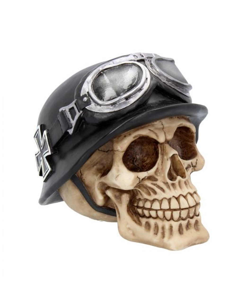 Biker Skull Schädel Totenkopf mit Helm Sonnenbrille Gothic Sammler Stück Deko 