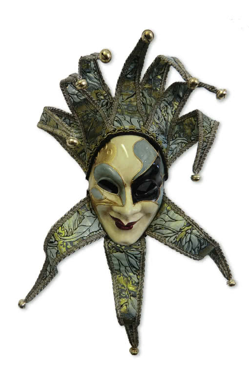 Venezianische Maske Joker grün/gold Faschings Maske