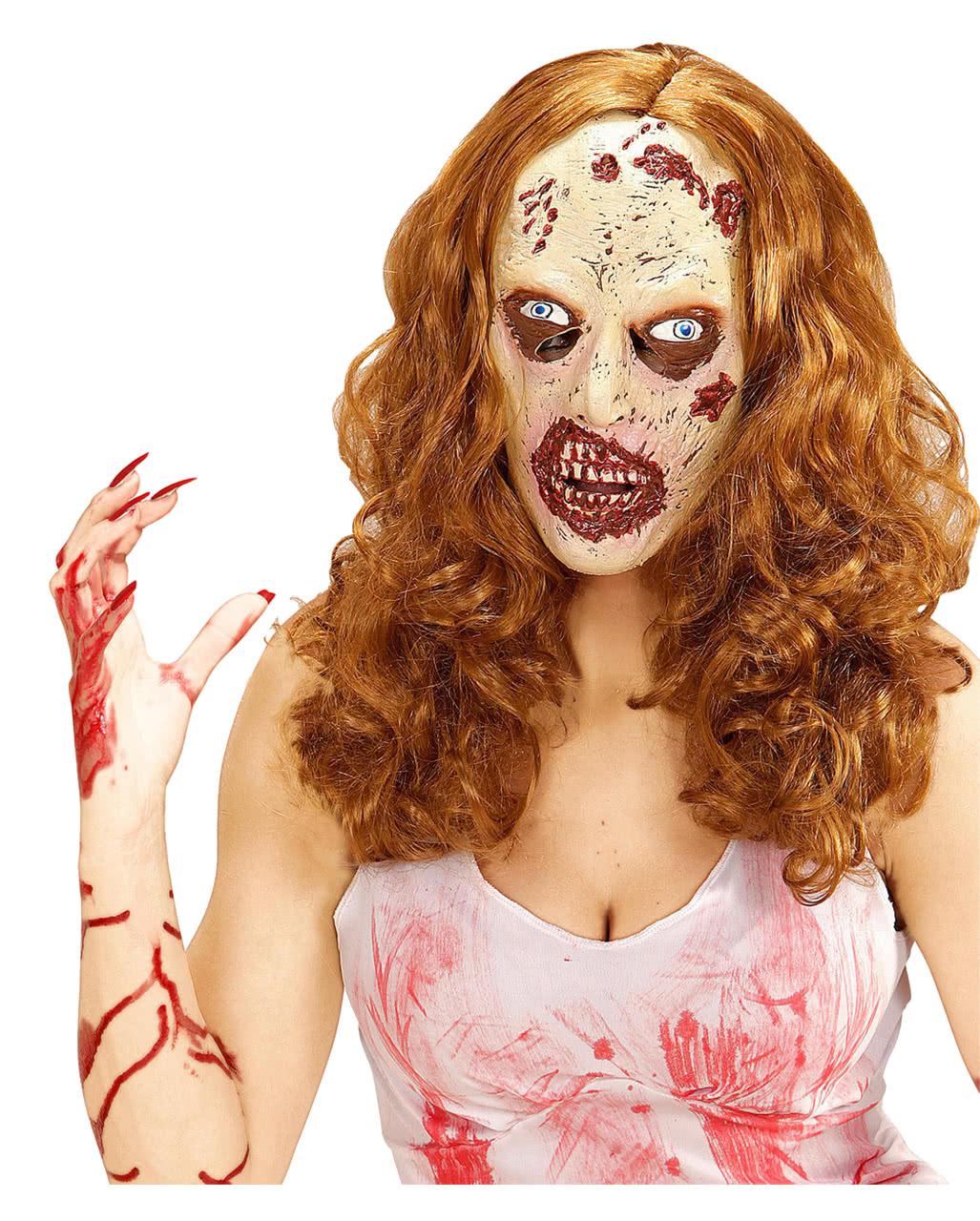 Female Zombie Mask with Hair