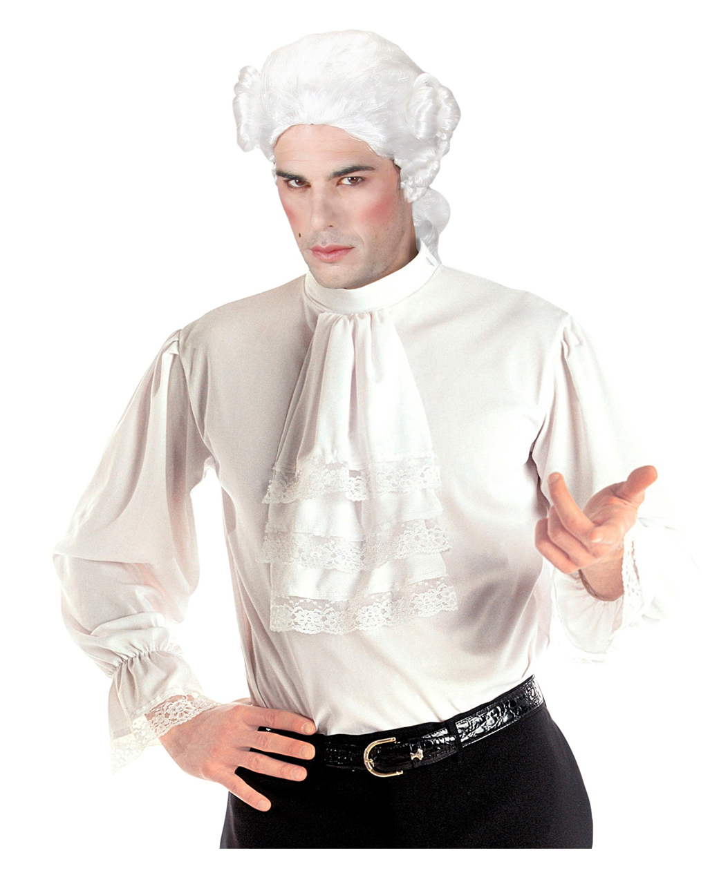 THE Herren Kostüm Rüschenhemd Jabot Pirat Barock braun 