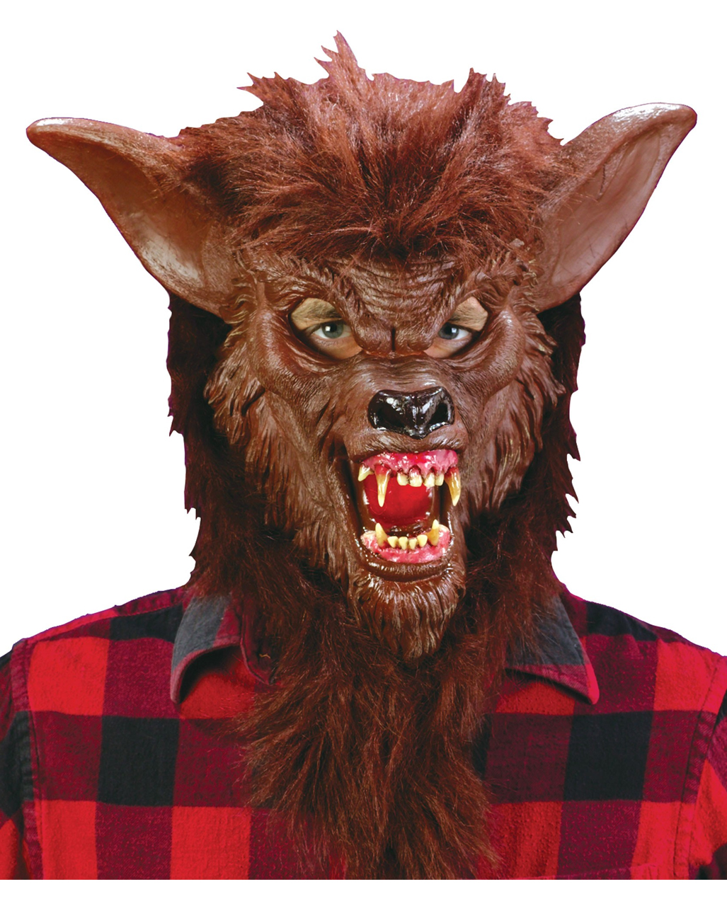 Werewolf Mask Brown realistic teeth - Halloween Wolf mask with teeth |