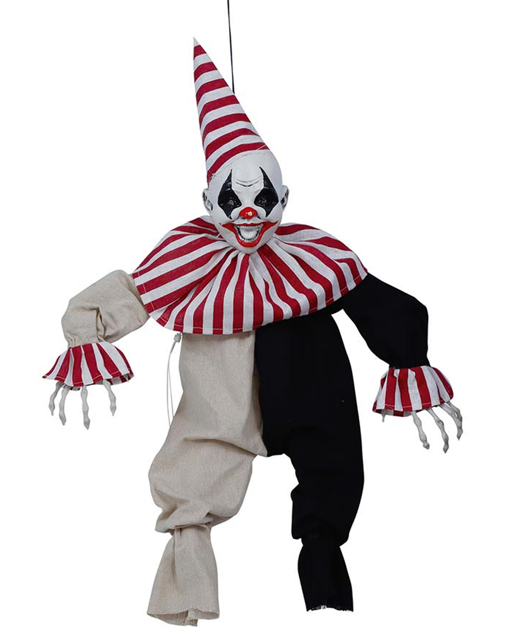 Zappelnder Horror Clown Hängefigur 80cm Animatronic