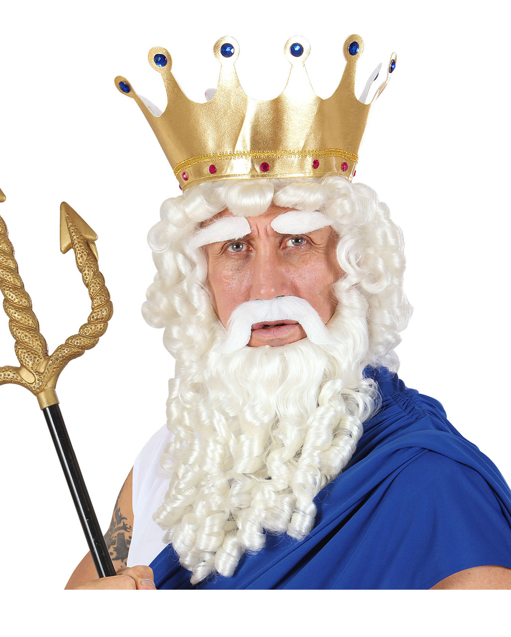 Karneval Zubehör Perücke Zeus grau Bart Augenbrauen Griechen Kostüm Smi