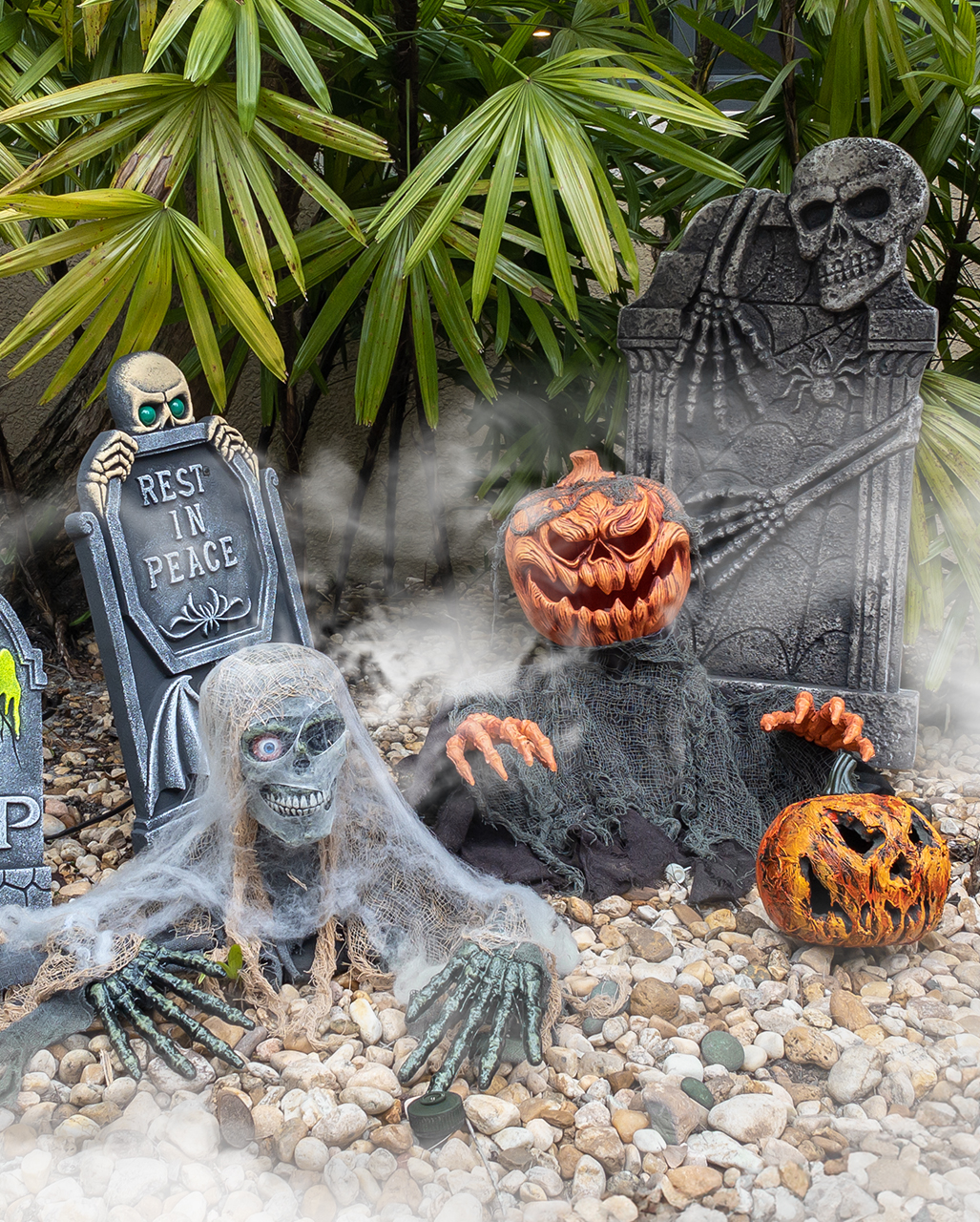 12 in. Halloween Skeleton Holding a Tombstone Decoration main image 1