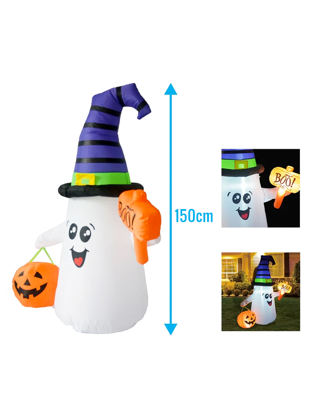 Halloween Geist mit Kürbis Deko Aufblasfigur 150 cm kaufen | Horror ...