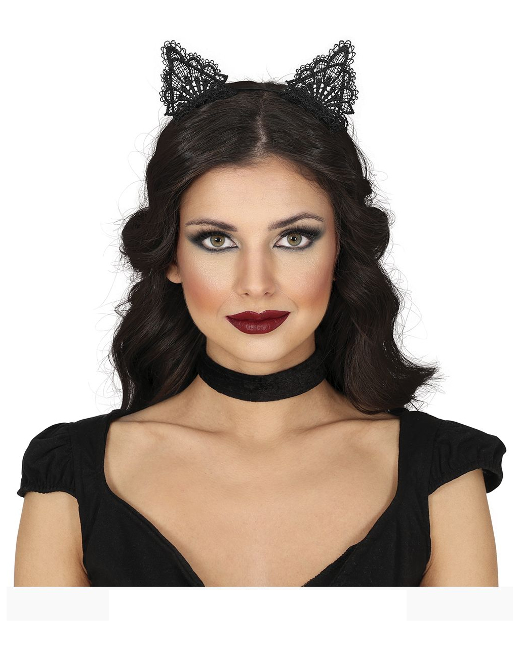 Katzenohren-Haarreif Lederoptik schwarz , günstige Faschings Accessoires & Zubehör bei Karneval Megastore