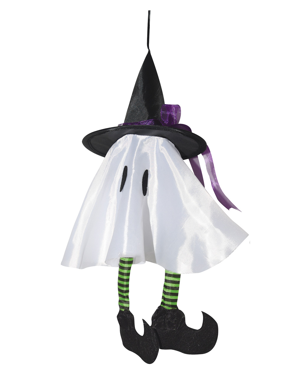 hanging ghost with witch hat