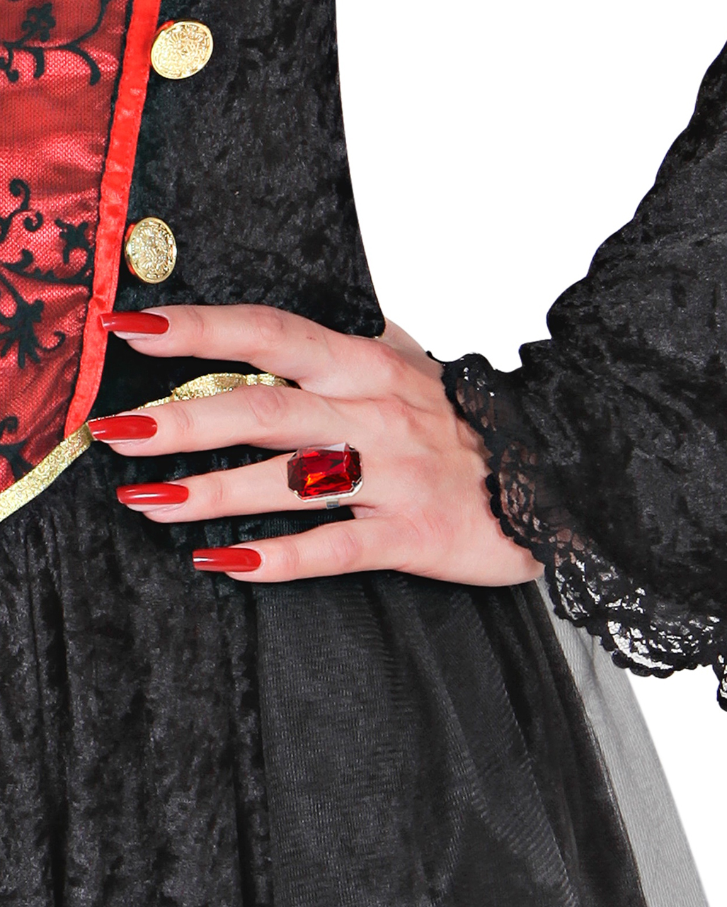 Costume Ring With Red Gemstone for Halloween & Carnival