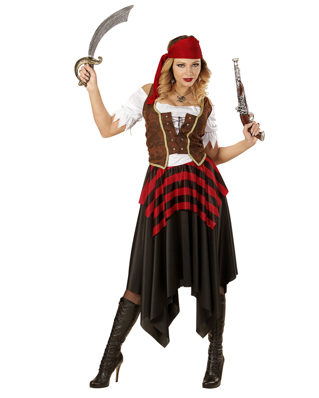 Zombie-Piratin Kostüm Geister Seeräuberin Freibeuterin Halloween Outfit Damen 