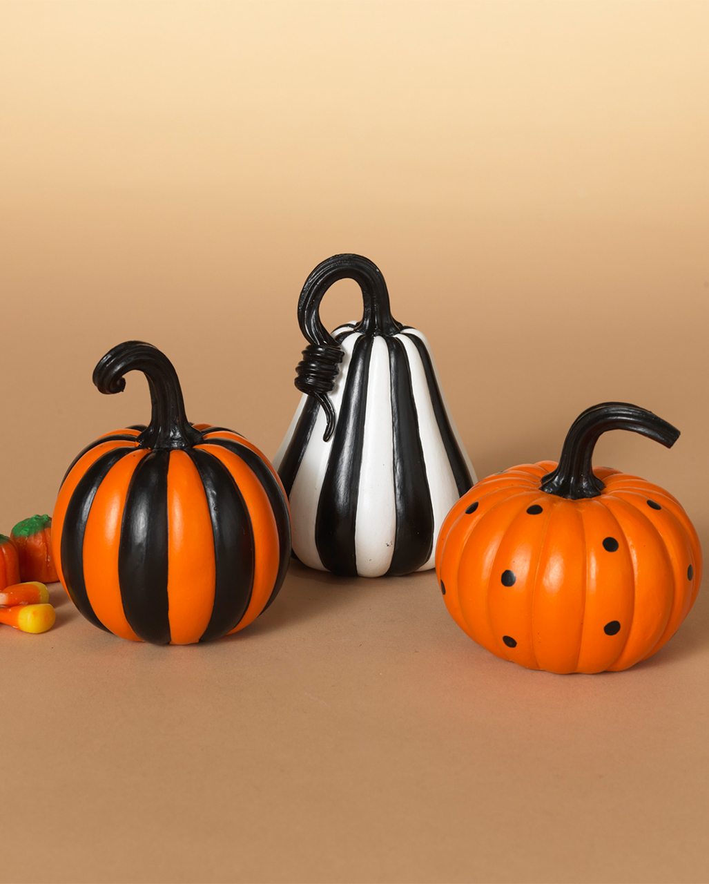 Orange Decorative Pumpkin With Black Dots 11 Cm