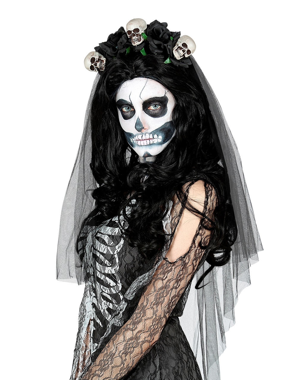 Black Bridal Veil With Skulls 💀 | Horror-Shop.com