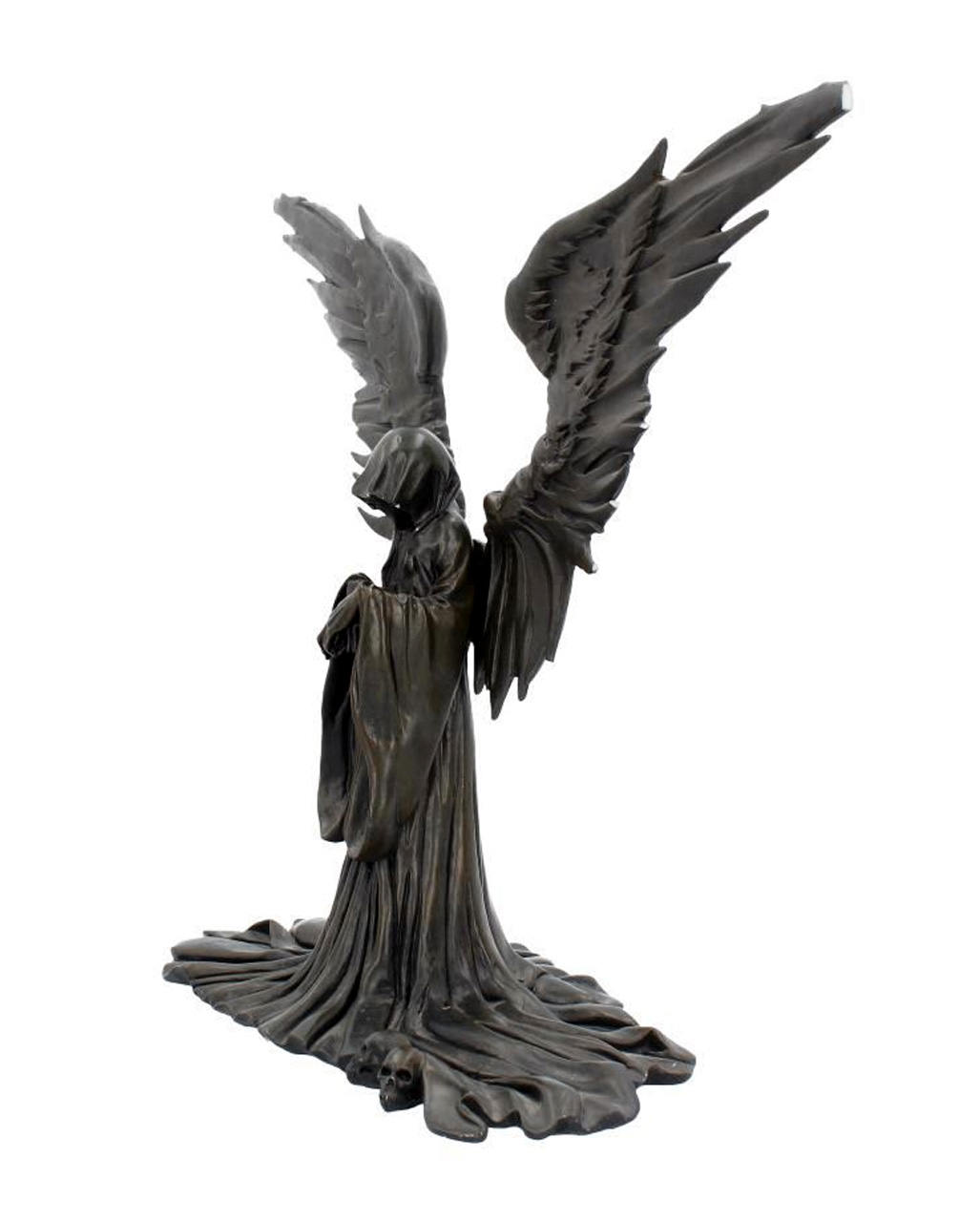 Gothic Figur Tod mit  Flügel Laterne LED Licht  Dekofigur  35x26x12. 