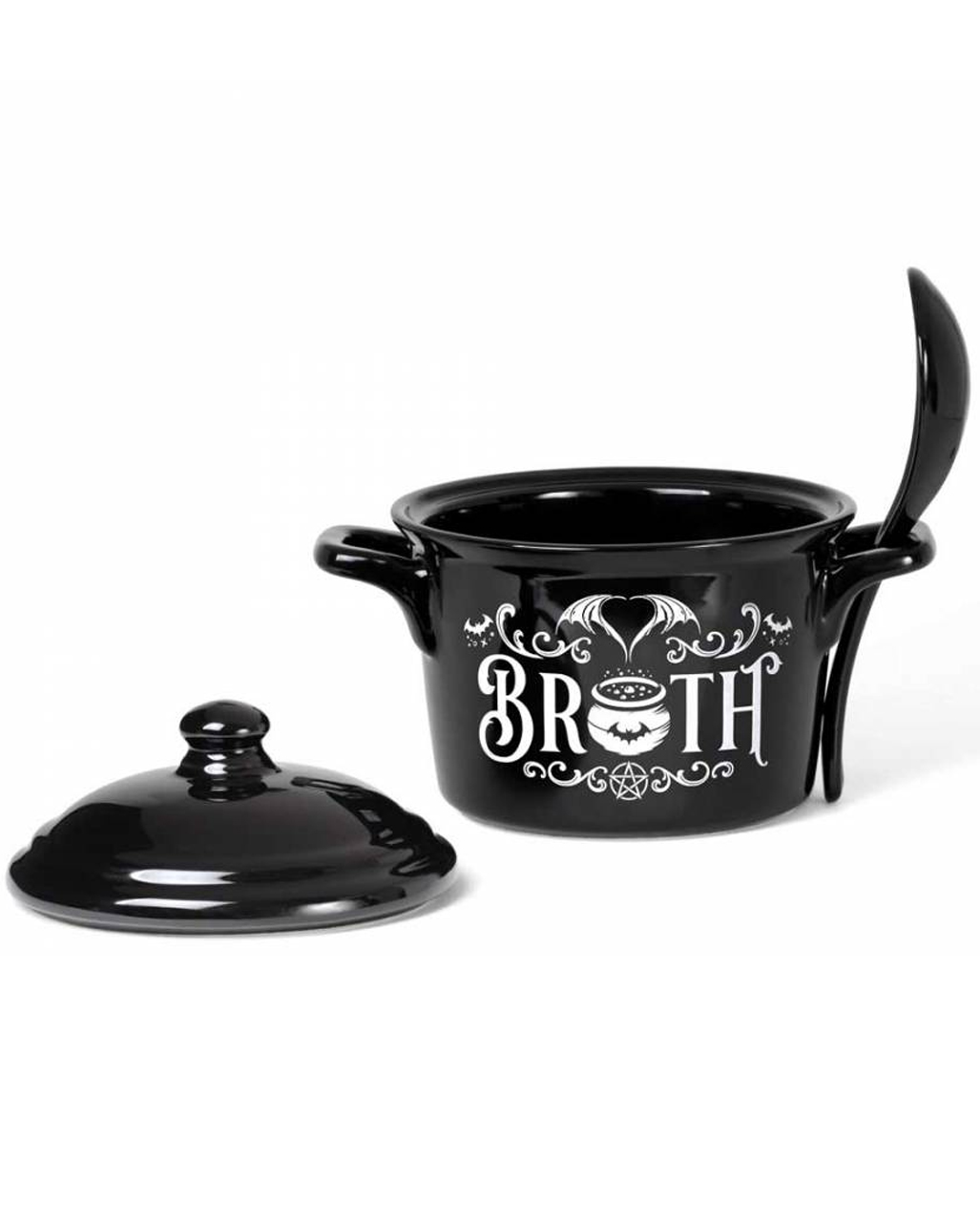 Soup Pot Set With Spoon Bat Broth ★ Gothic Homeware | Horror-Shop.com