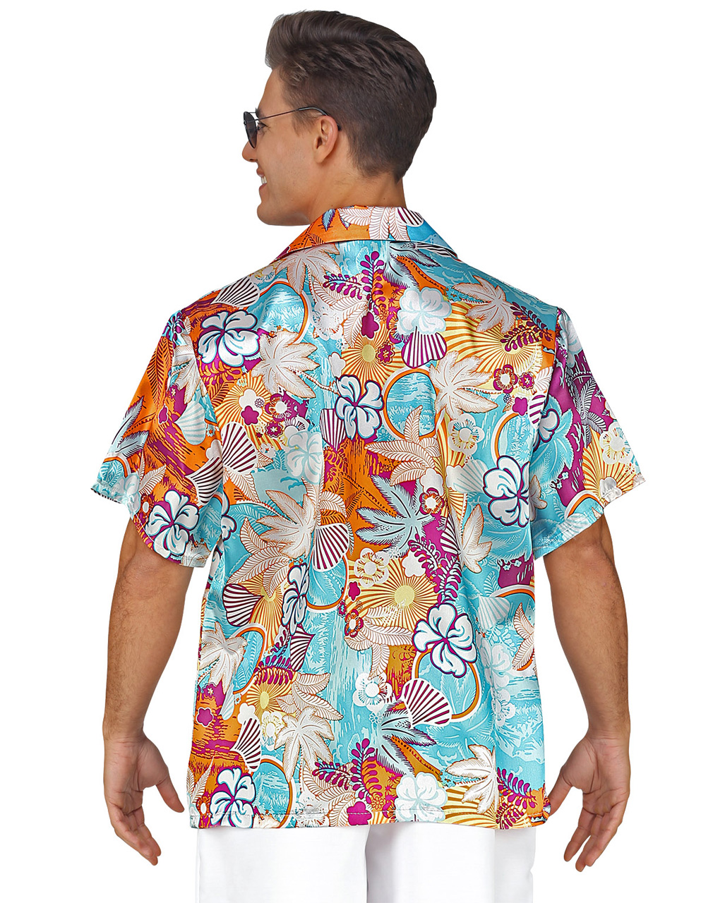 Hawaii Kostüm Herren Hawaiihemd bunt Aloha-Shirt Blumen Sommerparty Karneval KK 