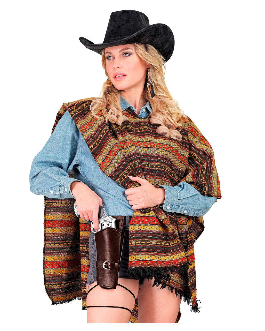 Boland 54382 - Doppeltes Pistolen Halfter Sheriff, Länge 125 Cm, Cowboy-Gürtel, Wilder Westen, Kostüm, Karneval, Mottoparty