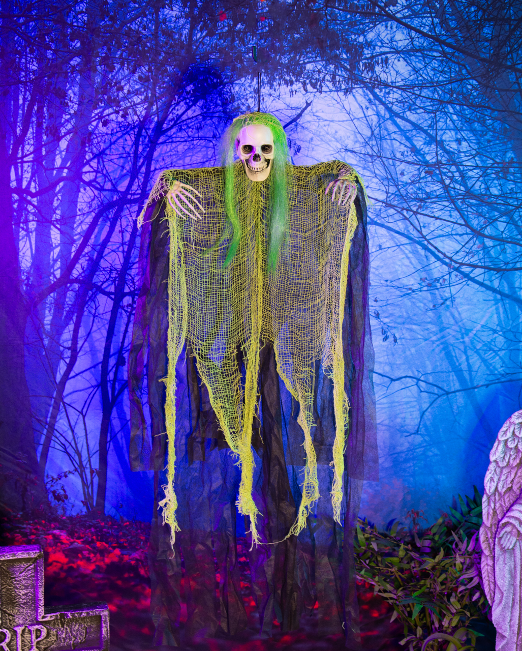 Tattered Ghost With Neon Green Hair 110cm ★ | Horror-Shop.com