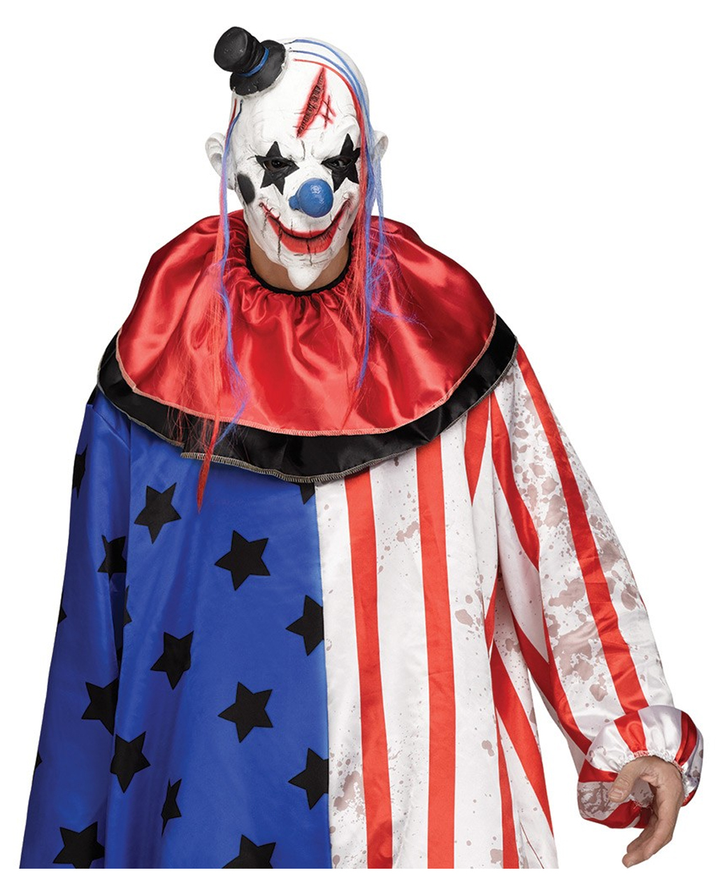 Voll Herren Halloween Gruslige Zirkus Clown Maske & Rot Haar Kostüm Verkleidung