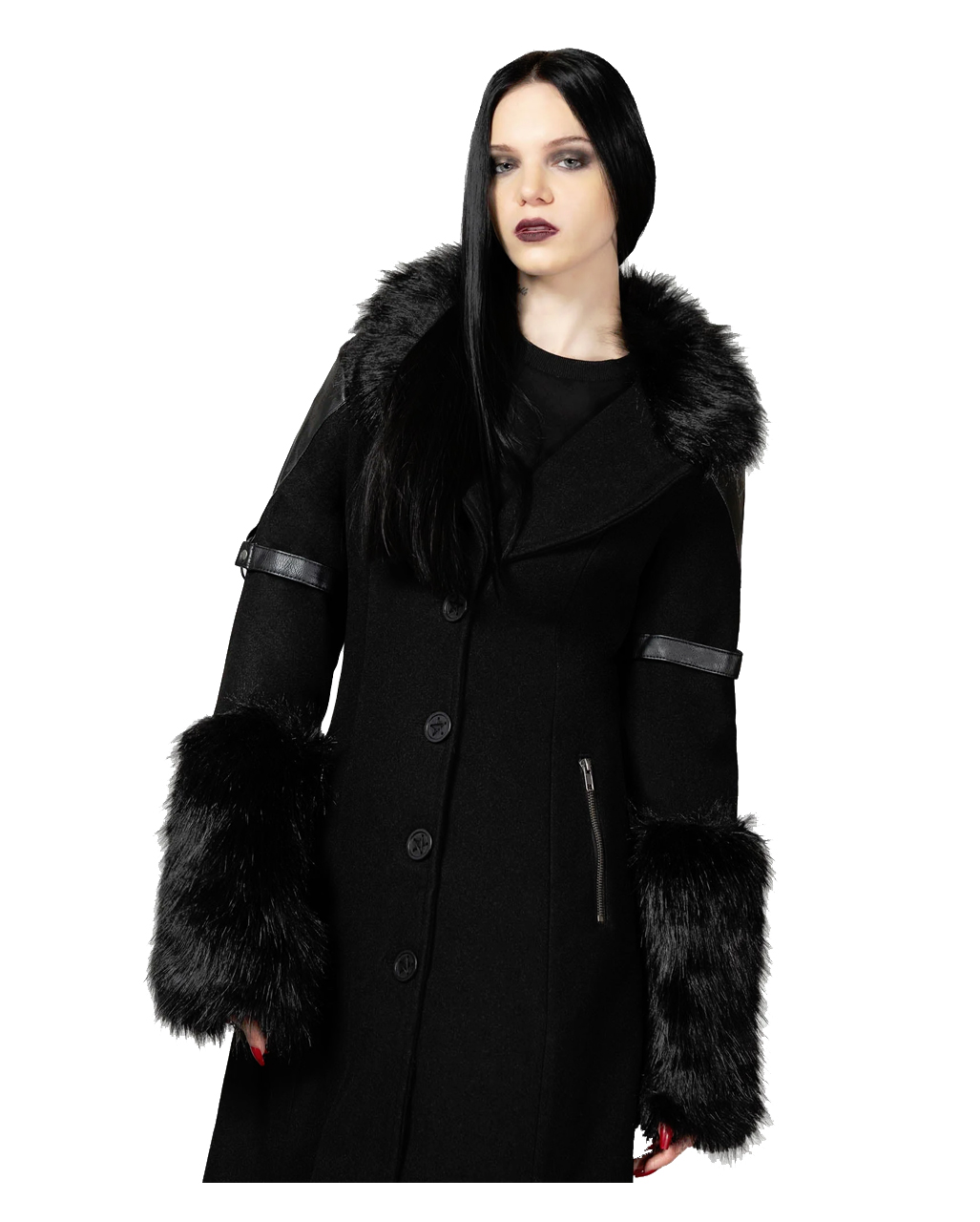 KILLSTARキルスター　BLACK FUR COAT ファーコート　ゴシック KILLSTAR Madame Mayhem Coat | Buy online HERE! | Horror-Shop.com