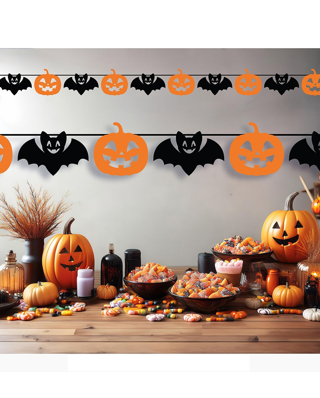 Halloween Dekoration Set – Banner, Fledermäuse, Girlande, Kürbis, Spinnen Für Gruselparty