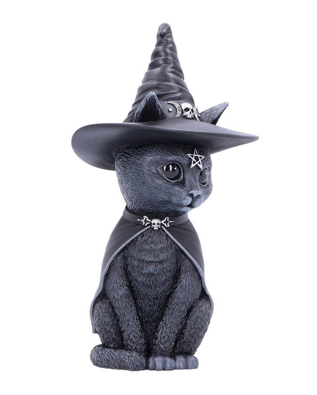 Schwarze Katze Skelett Katzen Figur Gothic Kätzchen Deko Dreht sich um 
