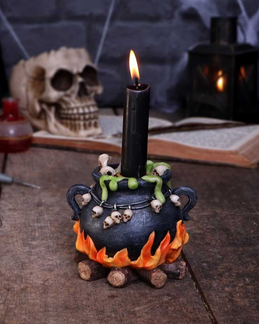 Bubbling Brew Witch Cauldron Incense Cone & Candle Holder ★ Horror